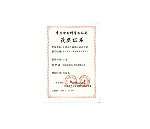 中国电力科技进步三等奖